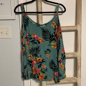 Teal floral tank top